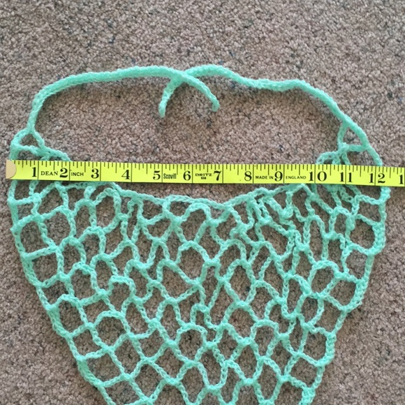 HAND CRAFTED Bandana Scarf Kerchief Crochet Mint Green - Picture 5 of 6